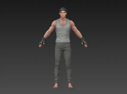 现代背心男青年3D模型