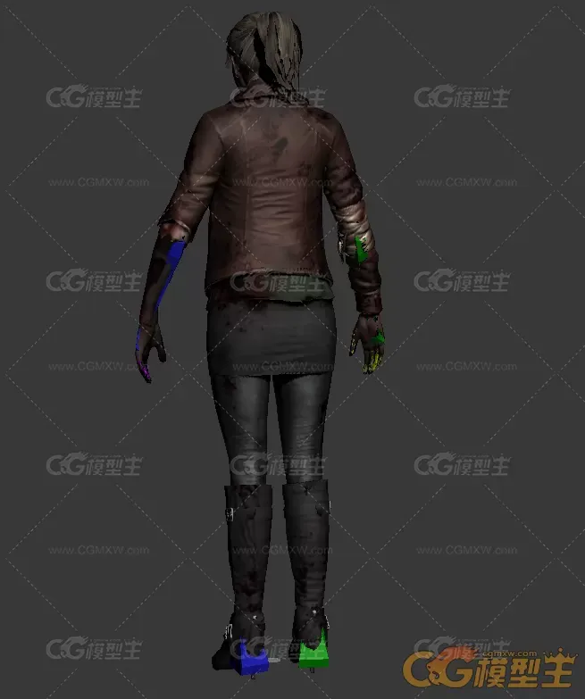 逼真的3D恐怖女丧尸3D模型-3