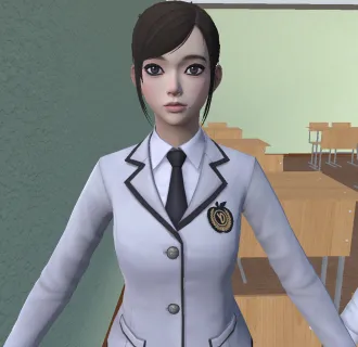 白色校服女学生模型 FBX格式