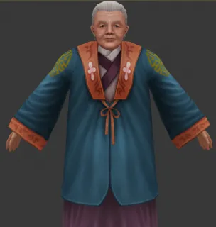 古装白发慈祥老妇人3D模型 有绑定动画