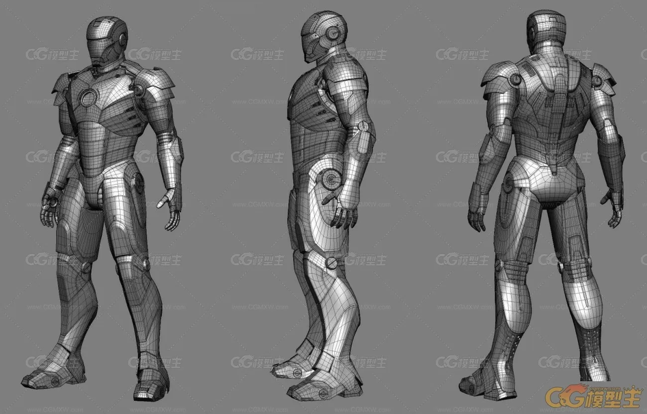 布线完美的高精度钢铁侠maya模型下载，内含OBJ通用格式 。-1