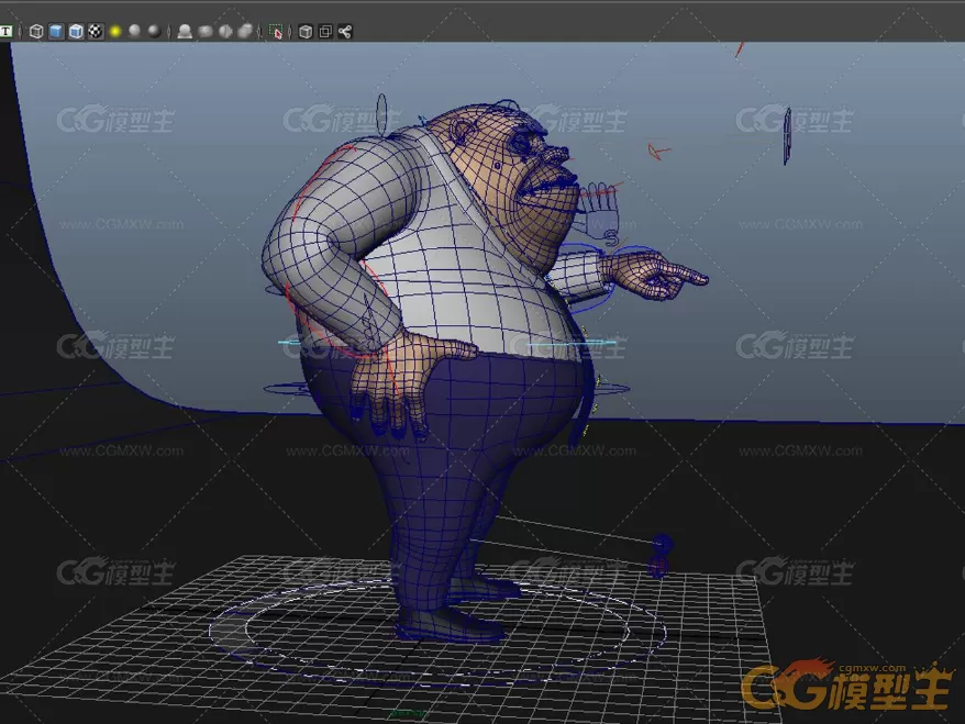 Q版老板带绑定带灯光maya模型下载！企业老板经理卡通动漫动画形象人物角色maya模型！-5