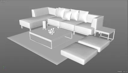 【3D模型】小户型沙发茶几组合