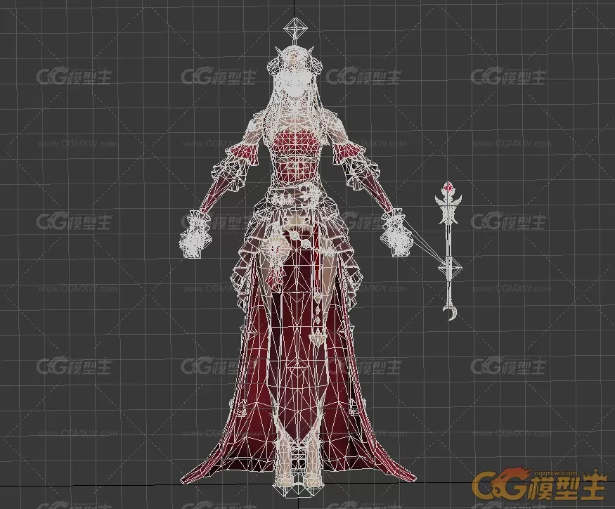 神魔游戏女角色模型 带绑定和待机动画。-3