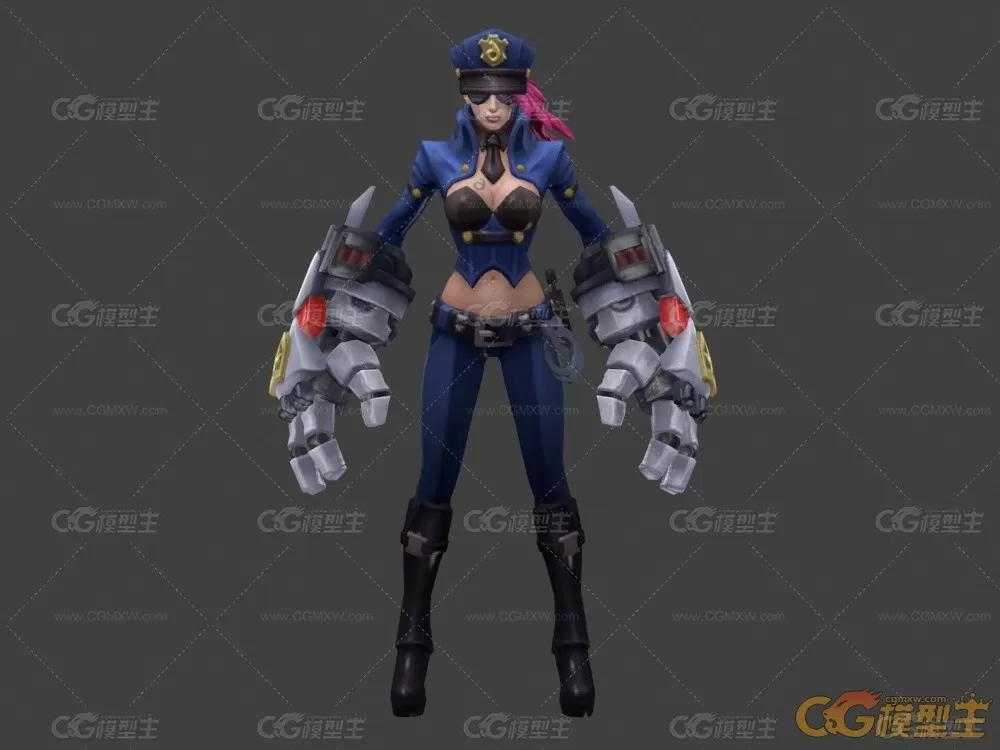 科幻机械大手女警察3dmax模型！-1