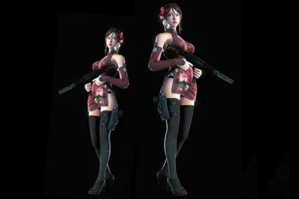现代人物女角色红莲3dmax模型！写实持枪科幻古装女战士红莲人物角色3dmax、obj模型！