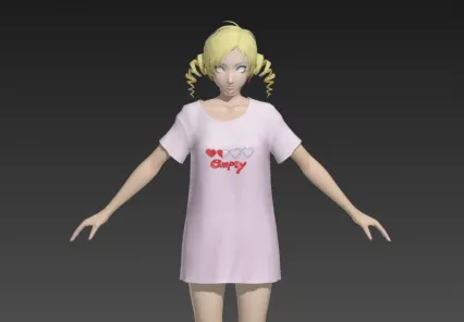 黄头发小女孩游戏人物3dmax模型下载！