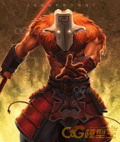 戴面具的魔兽世界武士战士游戏角色maya模型下载 带骨骼绑定 带贴图-1
