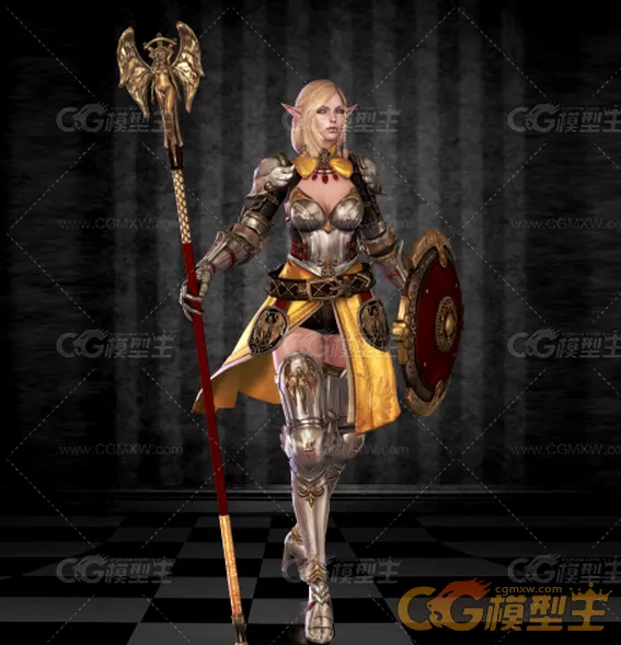 神佑 bless online 女精灵3dmax模型下载！女性圣骑士法师人物角色3dmax模型！-1