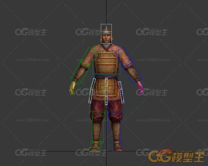 中国古代士兵小兵游戏角色3dmax模型下载 绑定好骨骼的古代士兵3dmax模型下载-1