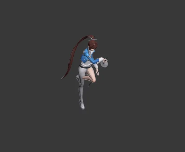 女剑客卡通模型 有绑定动作