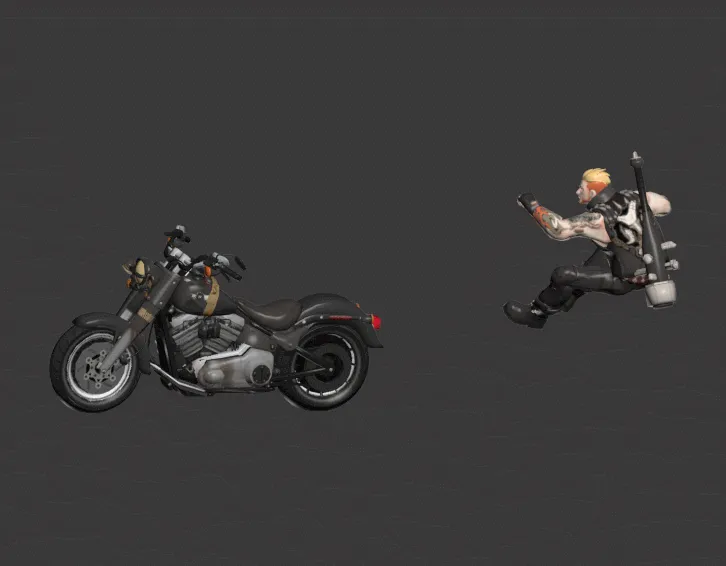 摩托车手3d模型 有绑定动画