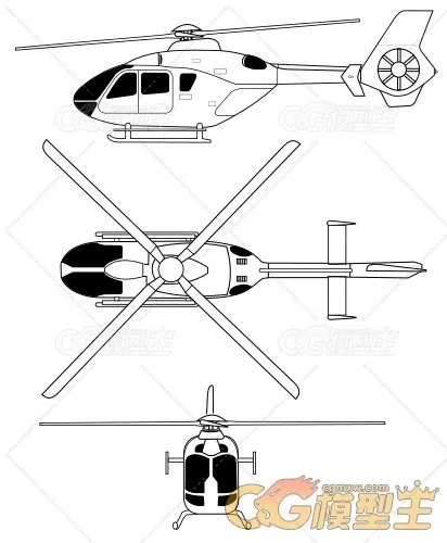 EC-635武装直升机maya模型下载！军用武装直升飞机maya模型！-10