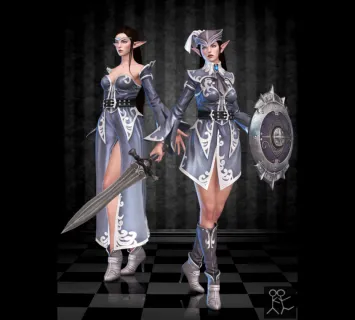 女精灵3d模型下载 两套服饰 带武器盾牌