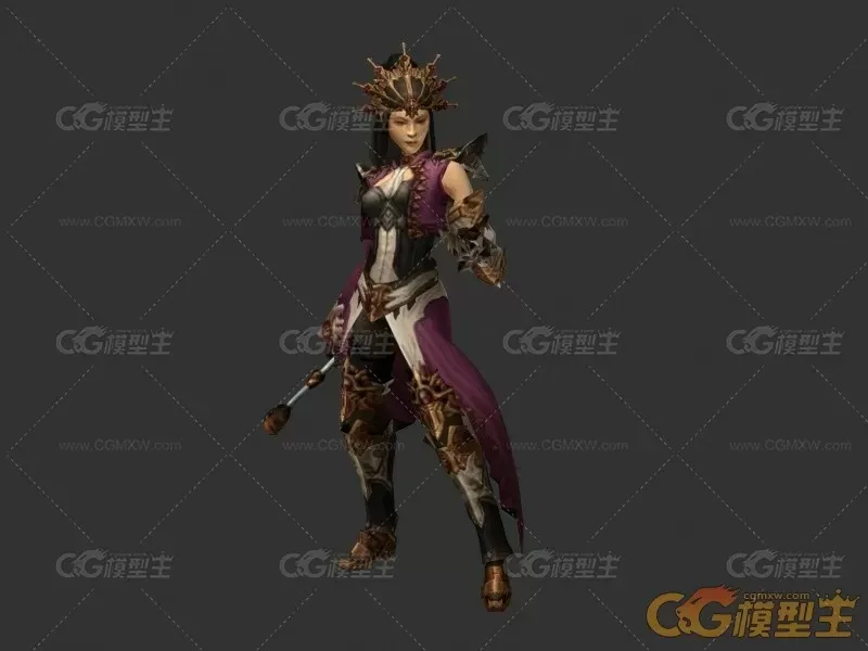 超强暗黑3游戏中七个带武器男女主角人物3dmax模型下载！-6