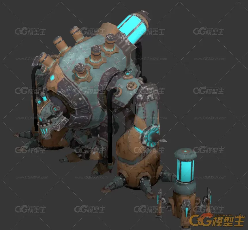 带绑定科幻机器人机械3D模型-3