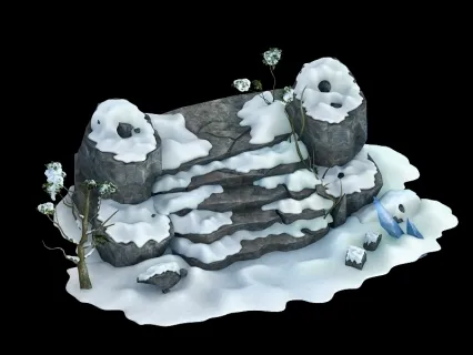 雪地石台阶3转2模型