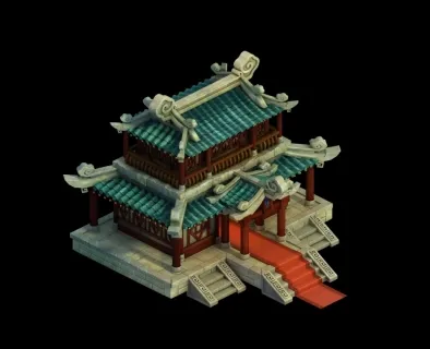 古代游戏场景房屋建筑模型