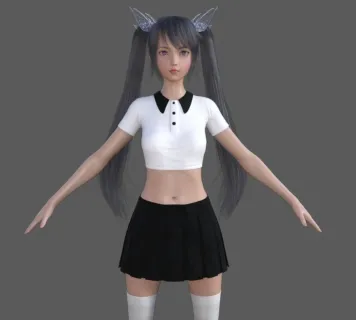 美少女女孩可爱小萝莉制服女生女人美女 带绑定学生妹子可爱制服女孩女人模型