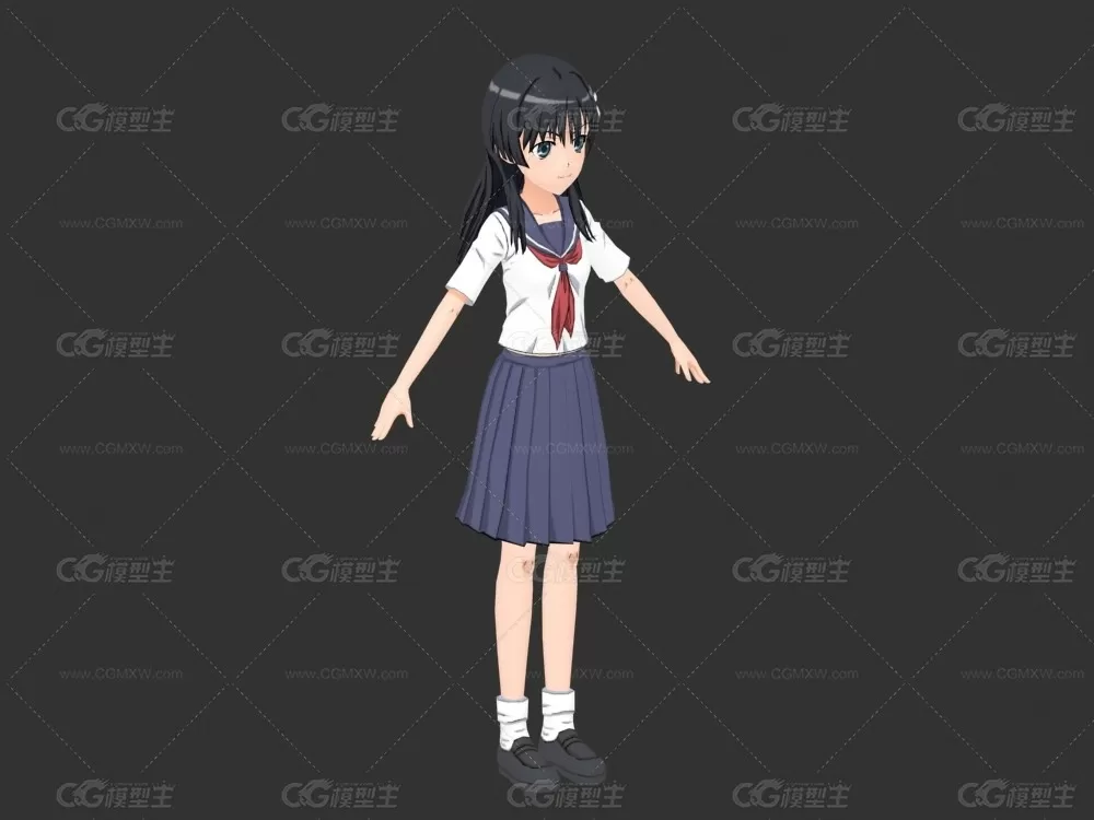 女学生 小女孩模型3D模型-1