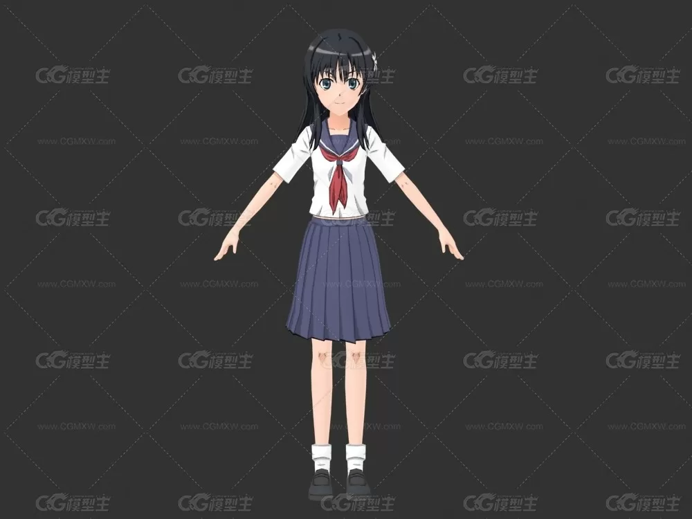 女学生 小女孩模型3D模型-2