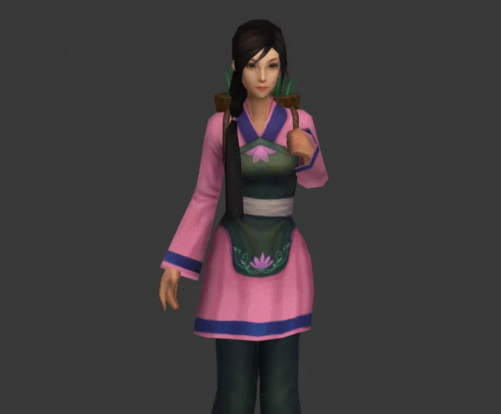 采药村妇3D模型 带绑定和三个待机动作