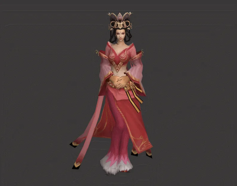 貂蝉3D模型 到绑定和动作