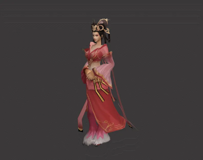 貂蝉3D模型 到绑定和动作-2