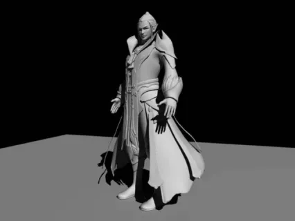 穿着帅气衣服的永恒之塔魔导师魔剑士帅哥游戏人物角色maya模型下载！