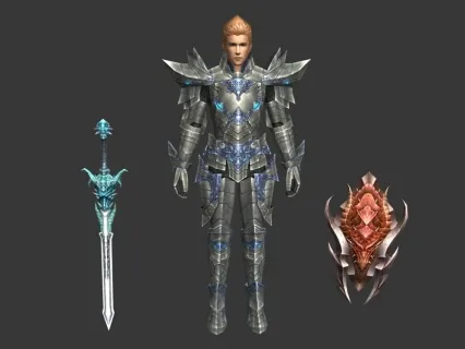 神泣中男战士游戏人物模型下载！内含全套武器铠甲套装模型！全四边面！