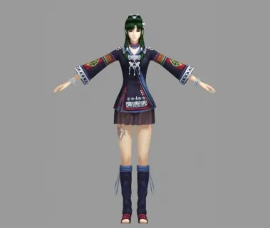 仙剑5美女角色3dmax模型下载！清纯的古装大小姐萝游戏角色人物3dmax模型下载！