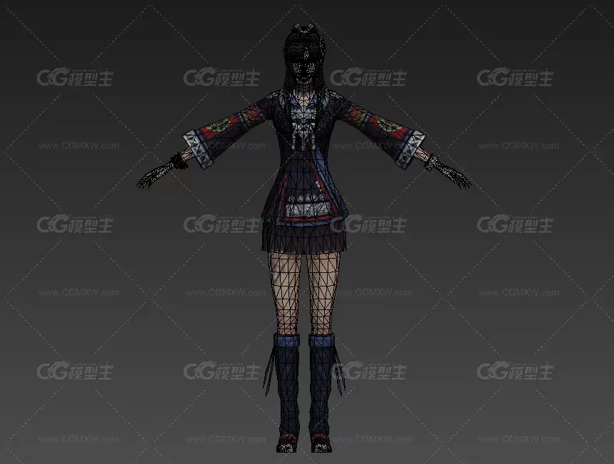 仙剑5美女角色3dmax模型下载！清纯的古装大小姐萝游戏角色人物3dmax模型下载！-2