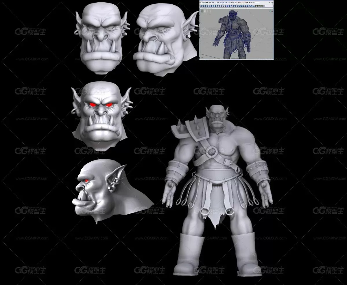 带獠牙的魔兽兽族兽人酋长maya模型下载！-1