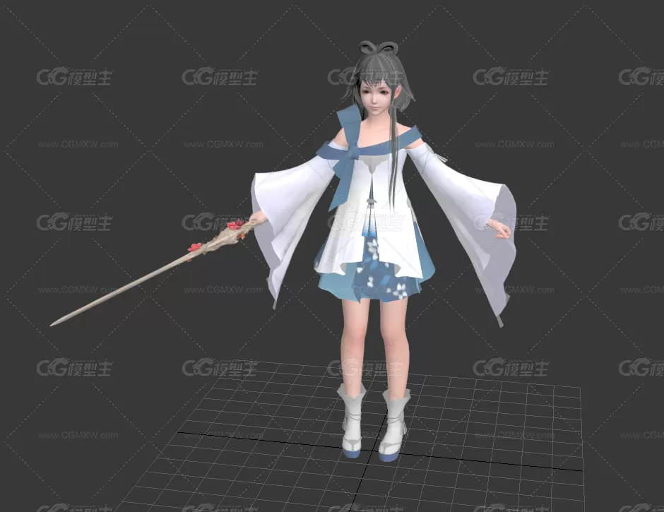 神刀少女洛天依3d模型 带绑定和动画-4