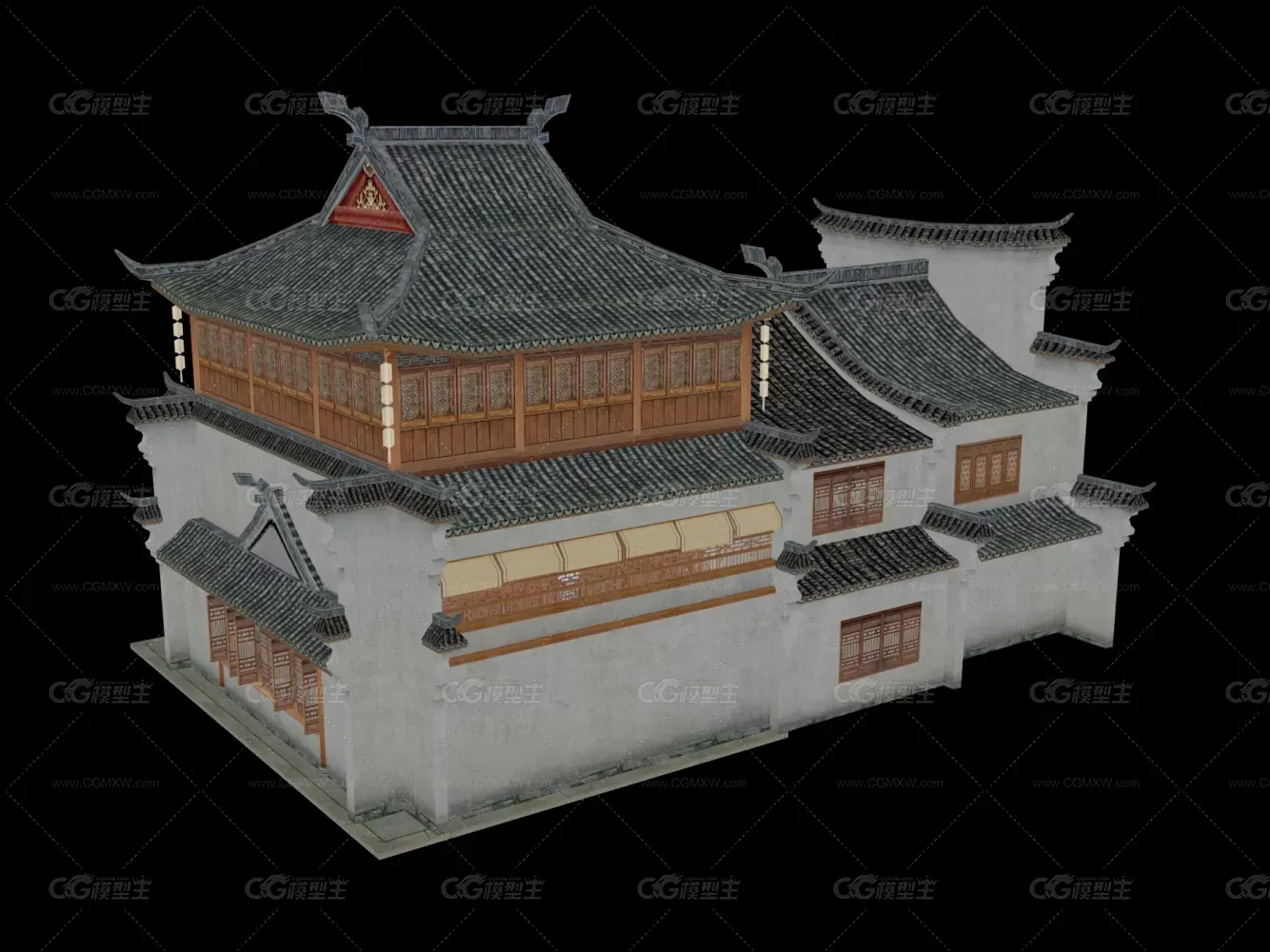 中式古建筑悦来客栈 写实武侠场景 仙侠模型-4