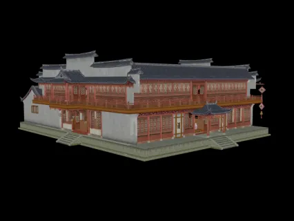 中式古建筑 松鹤酒楼 武侠游戏 仙侠场景