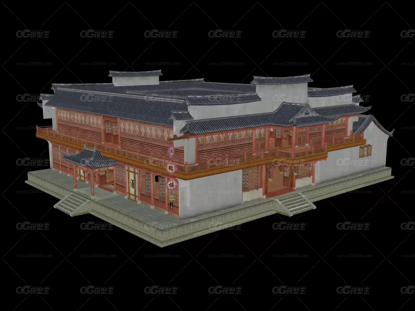 中式古建筑 松鹤酒楼 武侠游戏 仙侠场景-3