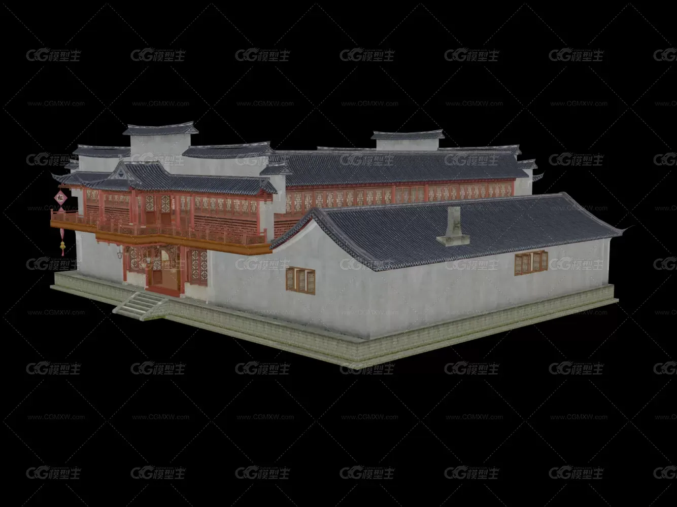 中式古建筑 松鹤酒楼 武侠游戏 仙侠场景-4