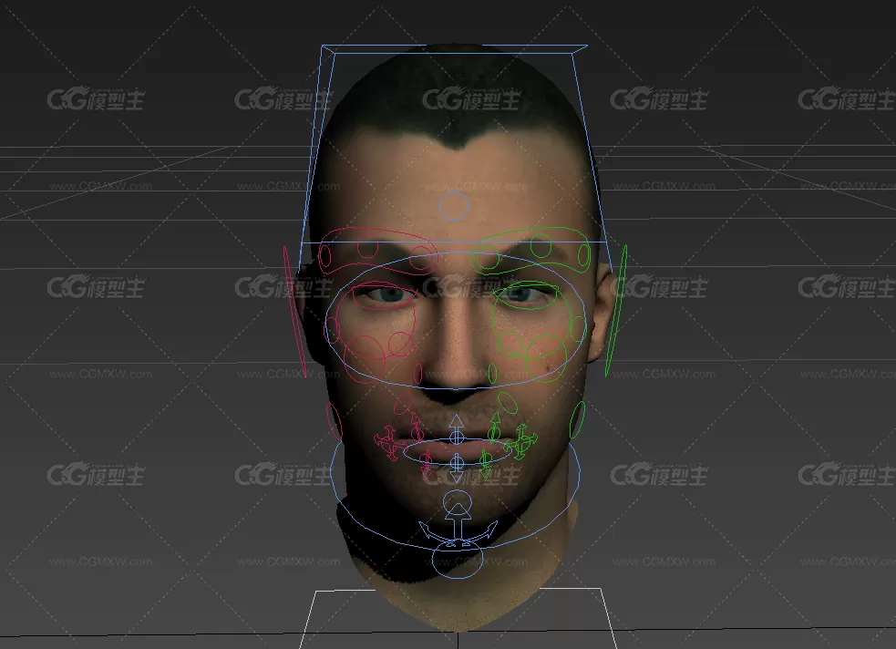 max自定义面部绑定参考男人头模型-1