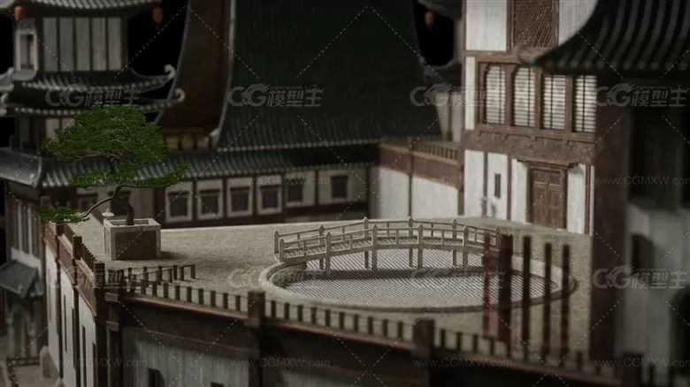 东方神秘村庄神庙建筑楼房3D模型 C4D/3DS MAX/FBX/OBJ格式-8