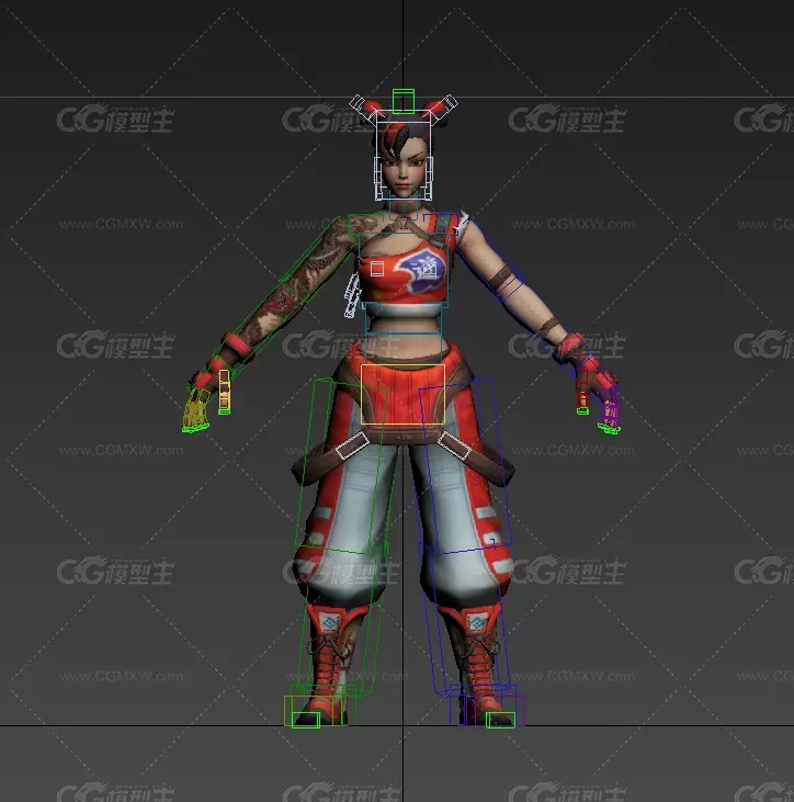 格斗女孩游戏角色模型 有绑定-1