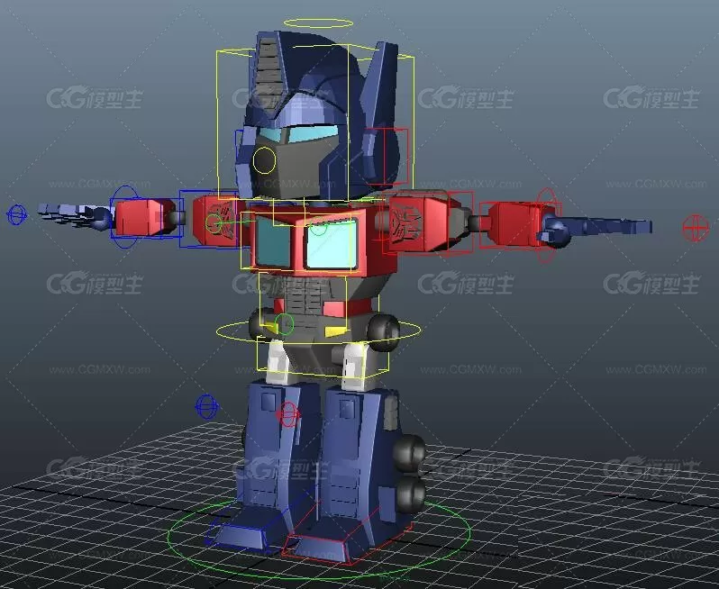 小型擎天柱maya模型带绑定下载！卡通Q版可爱萌萌哒擎天柱变形金刚汽车人maya模型 ！-1