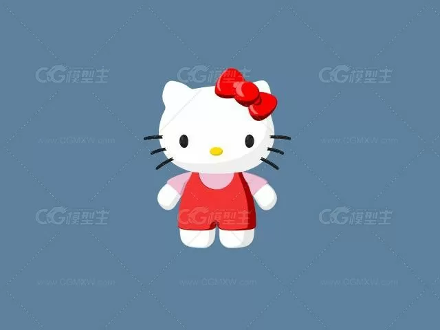 超萌！超可爱的helloKitty粉红色小猫卡通角色maya模型下载！有材质哦！-1