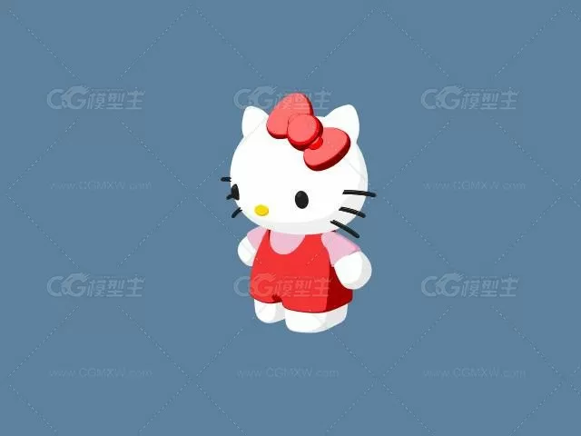 超萌！超可爱的helloKitty粉红色小猫卡通角色maya模型下载！有材质哦！-2