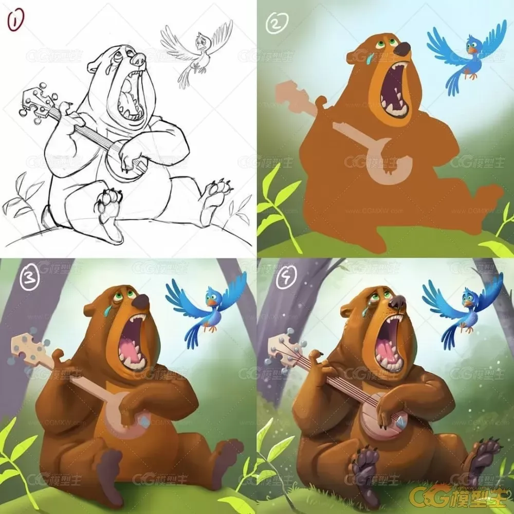 插画师Mitchleeuwe卡通动漫动物人物画法教程2956p-5