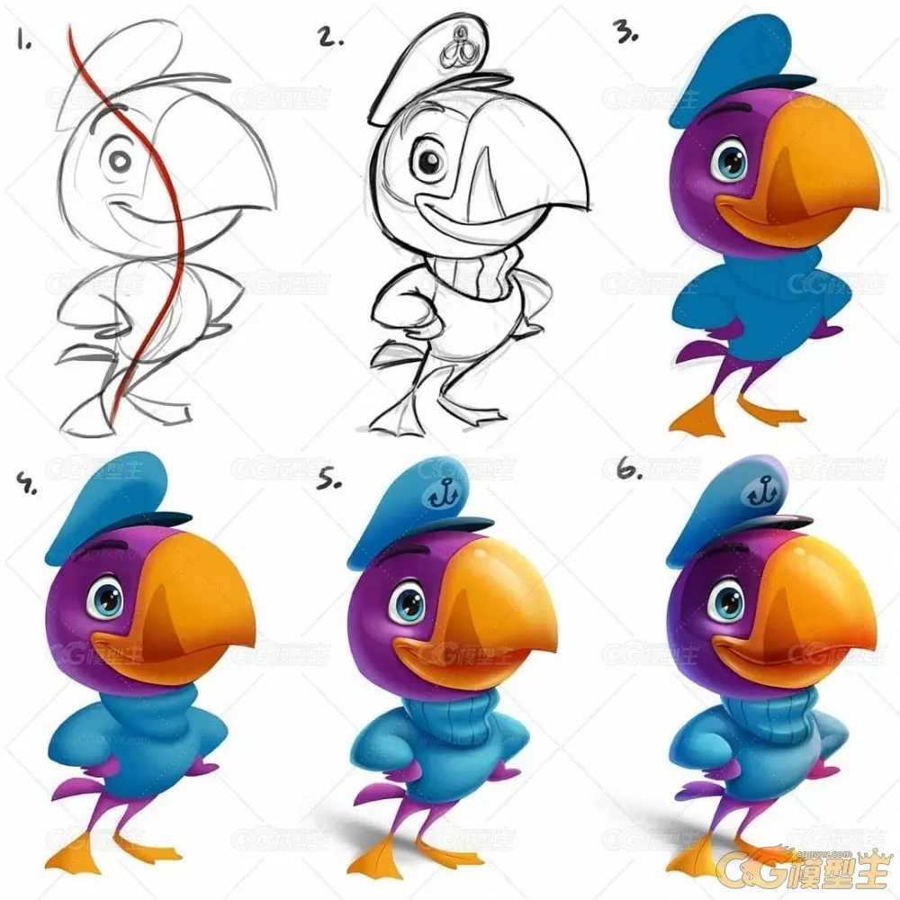 插画师Mitchleeuwe卡通动漫动物人物画法教程2956p-7