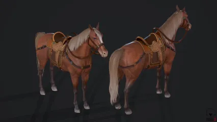 次时代马坐骑3d模型， fbx格式。