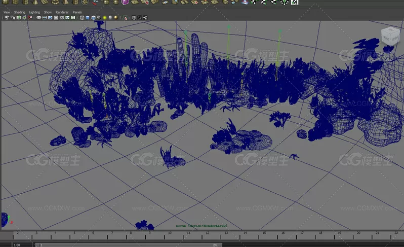 卡通海底场景maya模型！梦幻海底场景maya模型高模！有珊瑚、海草、贝壳等，含贴图！-2