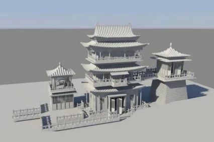 古城门楼城防建筑maya模型