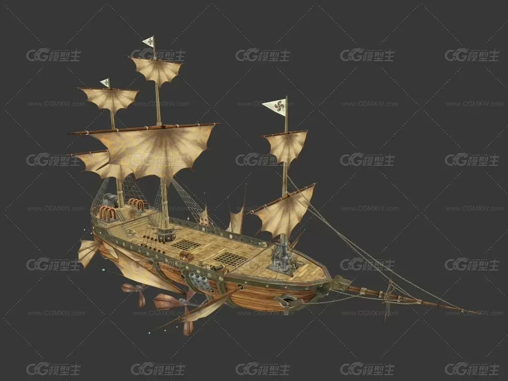 古代大船3d模型下载-4